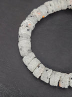 White Confetti Krobo Sugar Glass Short Tube Beads | Handcrafted Recycled Glass Beads from Ghana | Approx. 32 Beads Per Strand