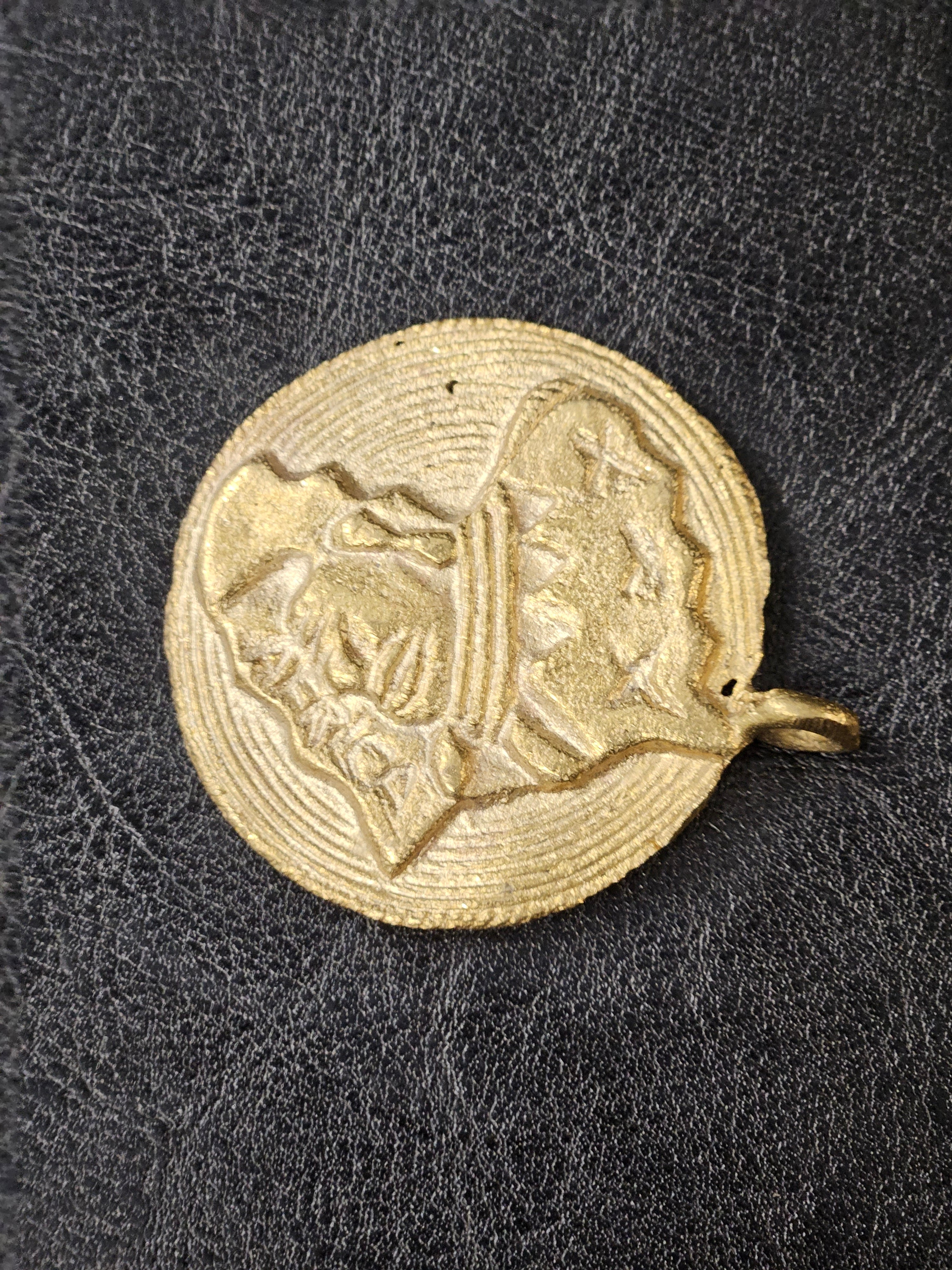 Handcrafted African Brass Pendant – Tribal Face Design, 60x50mm | Authentic Ghanaian Jewelry Supplies