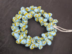 XL Sky Blue, Black & Golden Yellow Canoe-Shaped Krobo Powdered Glass Beads | Handmade Recycled Glass Beads from Ghana | Large Hole African Designer Beads