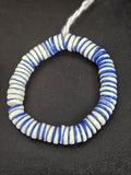 Handmade Cobalt Blue & Ivory Krobo Glass Spacer Beads | African Recycled Glass Beads | Ghana Jewelry Making Supplies