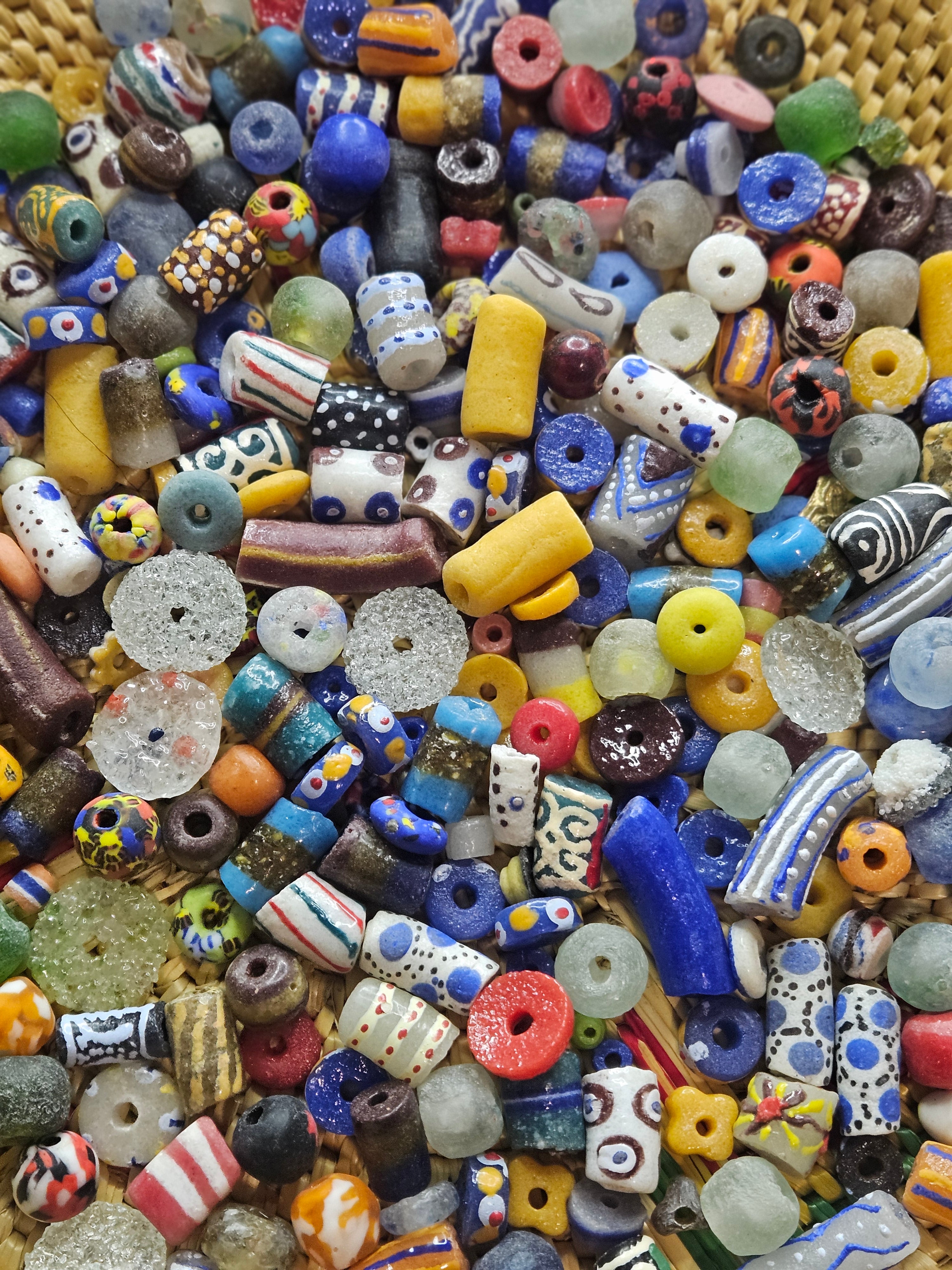 Assorted Krobo Recycled Glass Beads Mix – 300+ Beads