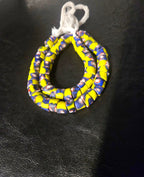 Designer Patterned Trade Beads – Yellow, Blue & Red Motif Strand