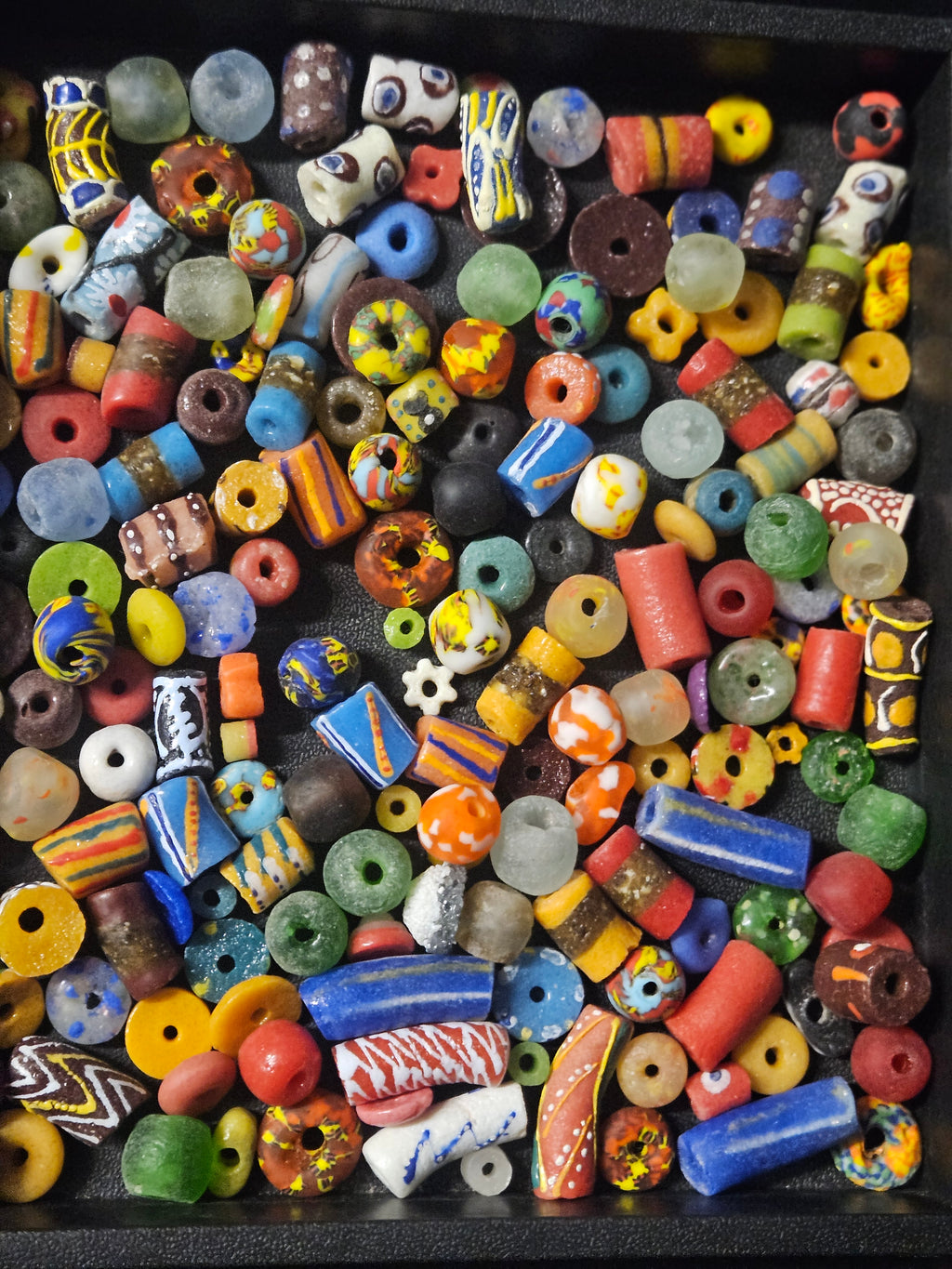 Ghana Glass Bead Treasure Mix – Assorted African Krobo Beads, 1 Cup