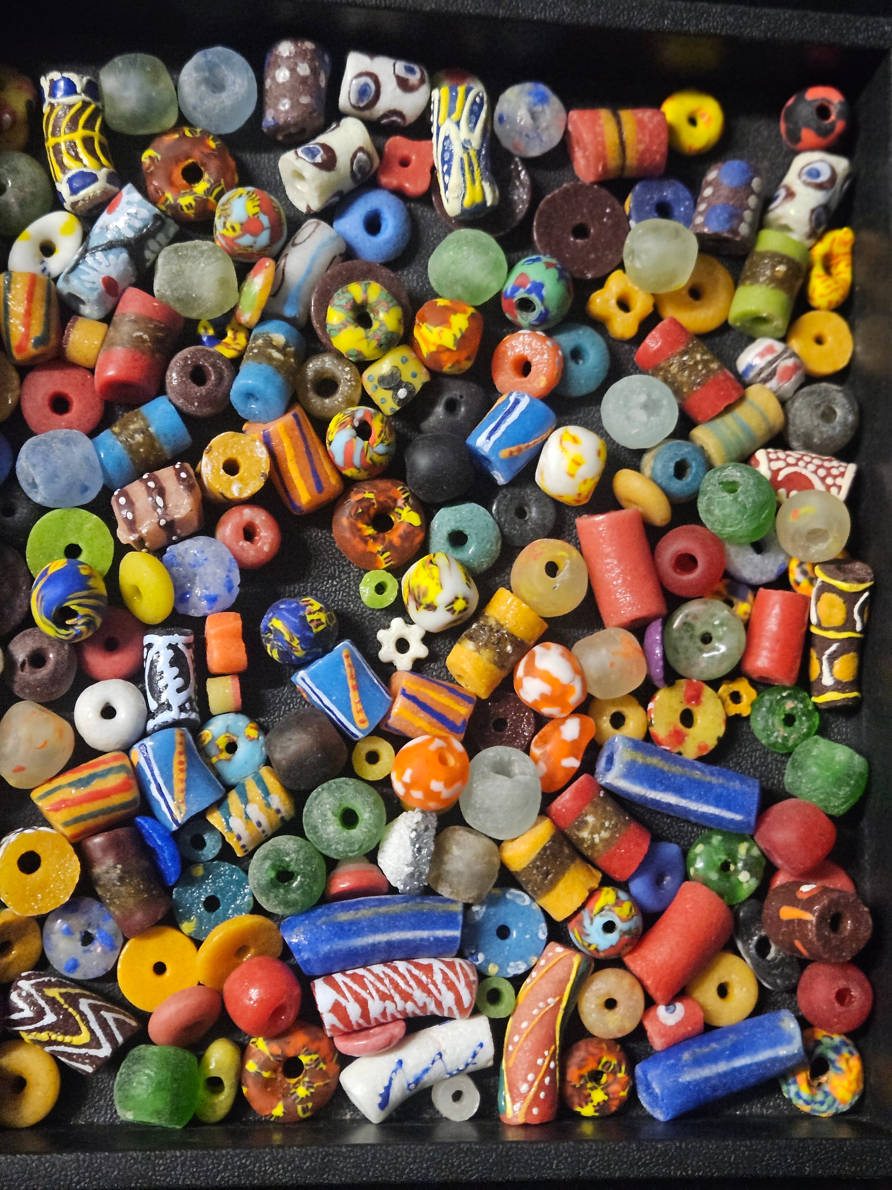 Ghana Glass Bead Treasure Mix – Assorted African Krobo Beads, 1 Cup