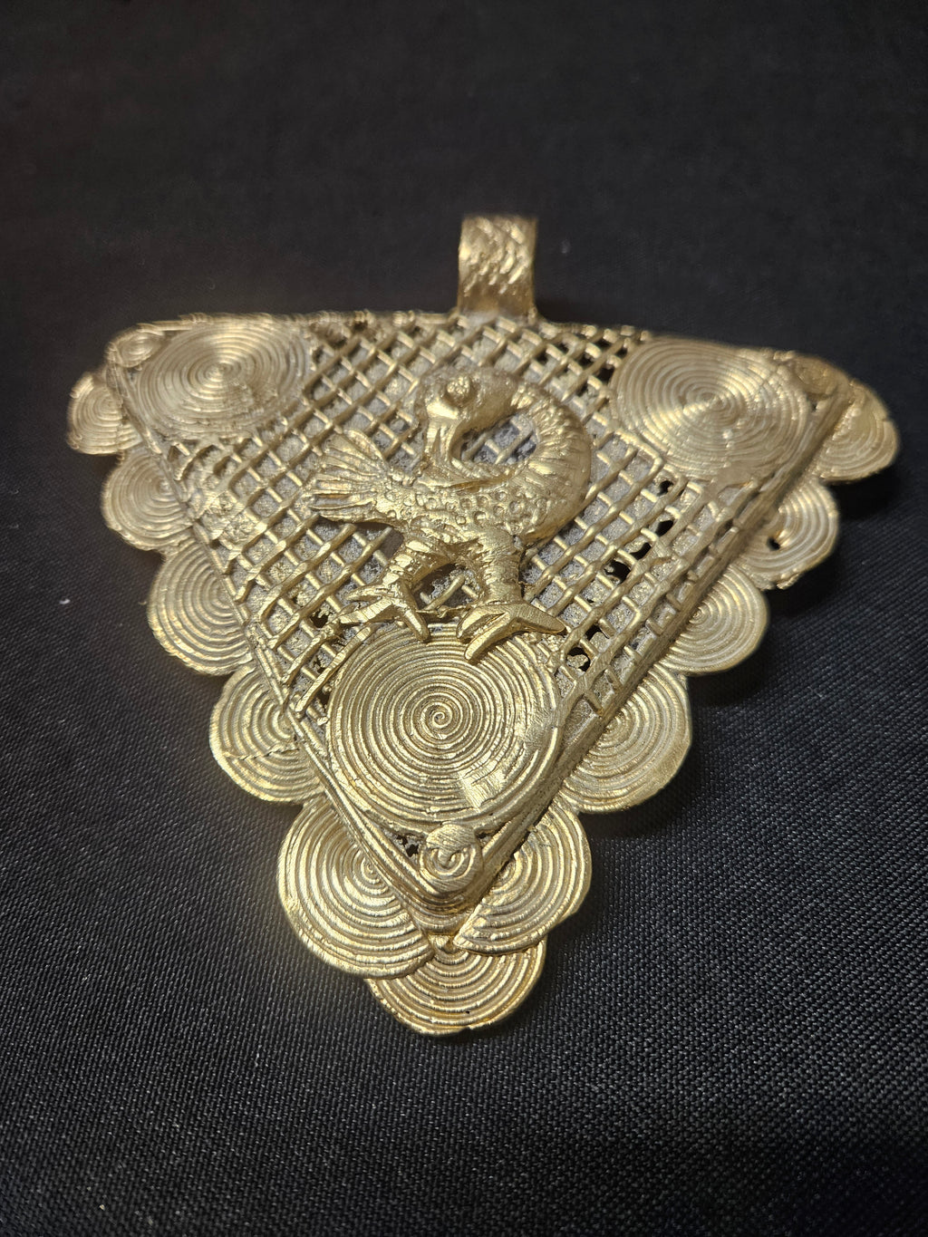 Oversized Sankofa Bird Adinkra Brass Pendant – Handcrafted in Ghana