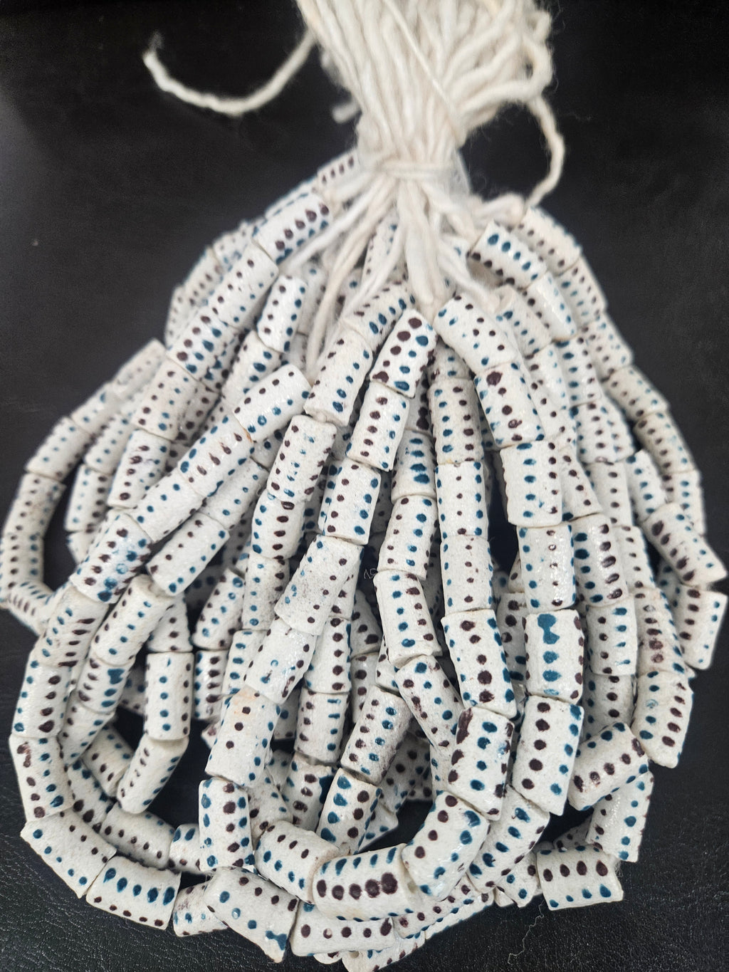 Golden Yellow Painted Krobo Glass Short Tube Beads | African Recycled Glass Beads Handmade in Ghana | Approx. 17 Beads
