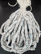 Golden Yellow Painted Krobo Glass Short Tube Beads | African Recycled Glass Beads Handmade in Ghana | Approx. 17 Beads