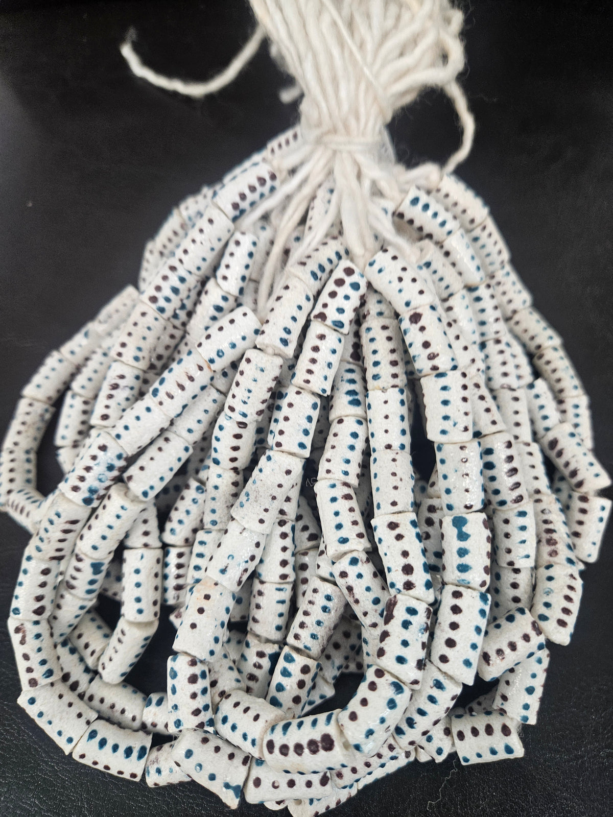 Golden Yellow Painted Krobo Glass Short Tube Beads | African Recycled Glass Beads Handmade in Ghana | Approx. 17 Beads