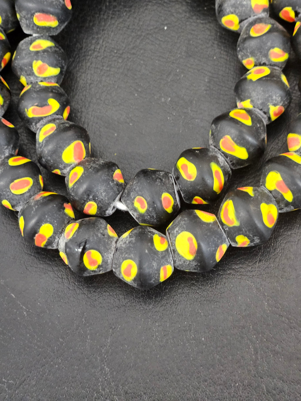 Vintage Venetian-Inspired Black Millefiori Trade Beads | Recycled Glass African Trade Beads | Large Hole Collector Beads