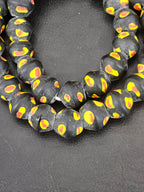 Vintage Venetian-Inspired Black Millefiori Trade Beads | Recycled Glass African Trade Beads | Large Hole Collector Beads