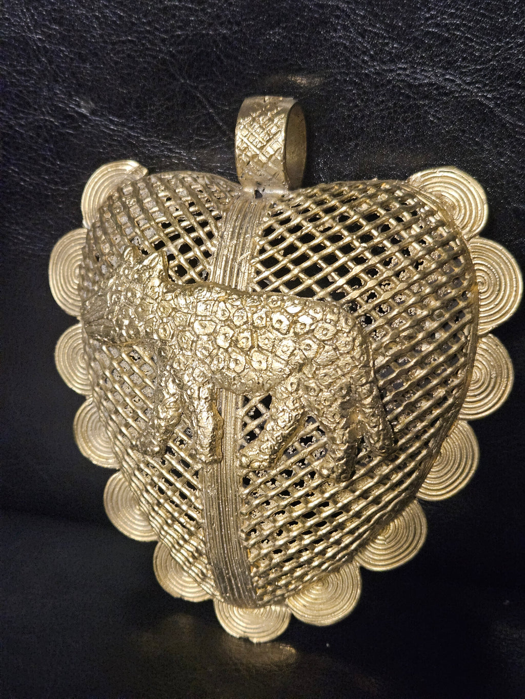 Large Ghana Brass Tiger Statement Pendant – Adinkrahene Design