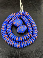 African Glass Bead Bundle – Cobalt Blue Krobo Rondelles + Focal Beads