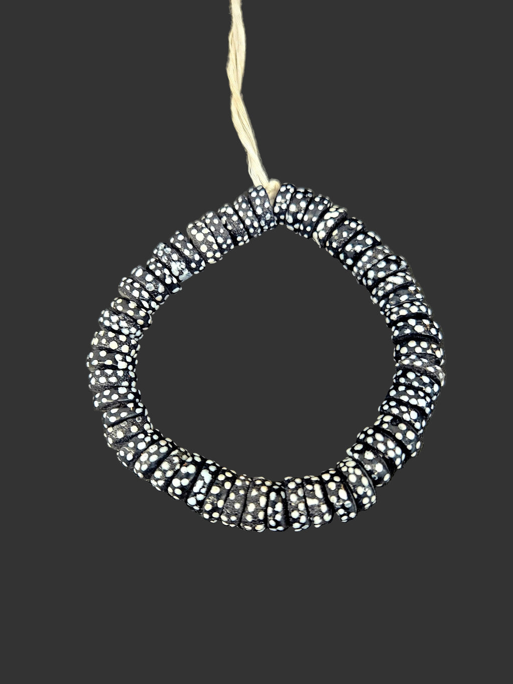 African Glass Beads – Painted Krobo Short Tubes, Black & White Krobo Beads