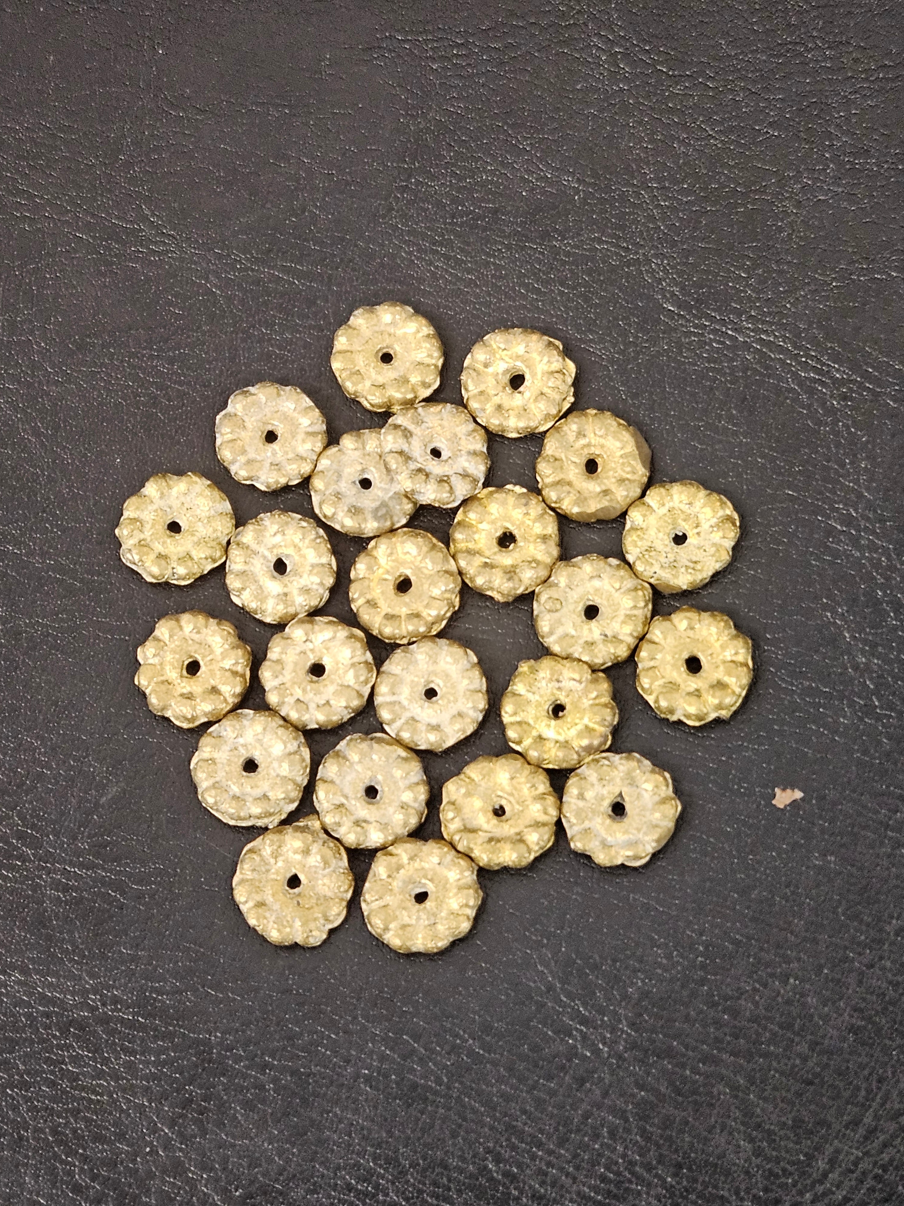 Handcrafted Ashanti Brass Spacer Beads | Large African Brass Disc Beads from Ghana | Jewelry Making Supplies