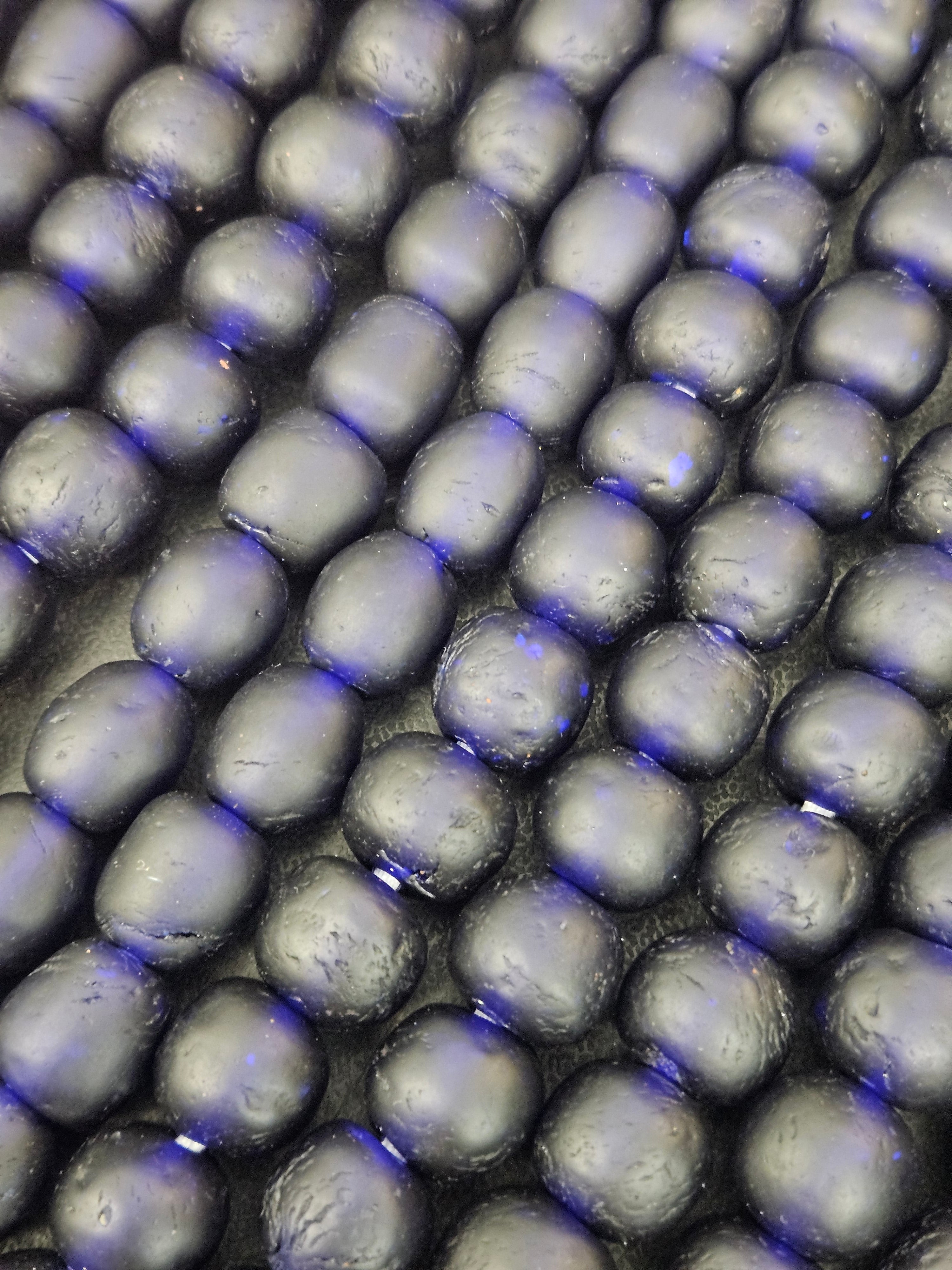 African Glass Beads – Deep Indigo Krobo Pocket Beads from Ghana