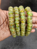 Moss Green African Recycled Glass Short Tube Beads – Handmade Krobo Powder Glass Beads, 32–33 Beads