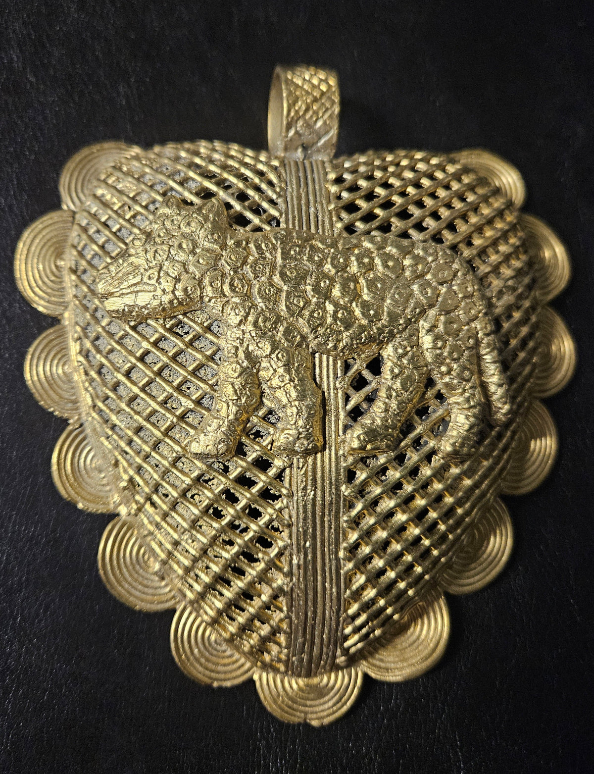 Large Ghana Brass Tiger Statement Pendant – Adinkrahene Design