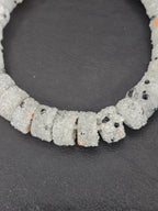 White Confetti Krobo Sugar Glass Short Tube Beads | Handcrafted Recycled Glass Beads from Ghana | Approx. 32 Beads Per Strand