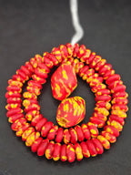 Red & Yellow African Glass Beads Bundle – Krobo Rondelles + Bicone Focals