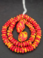 Red & Yellow African Glass Beads Bundle – Krobo Rondelles + Bicone Focals