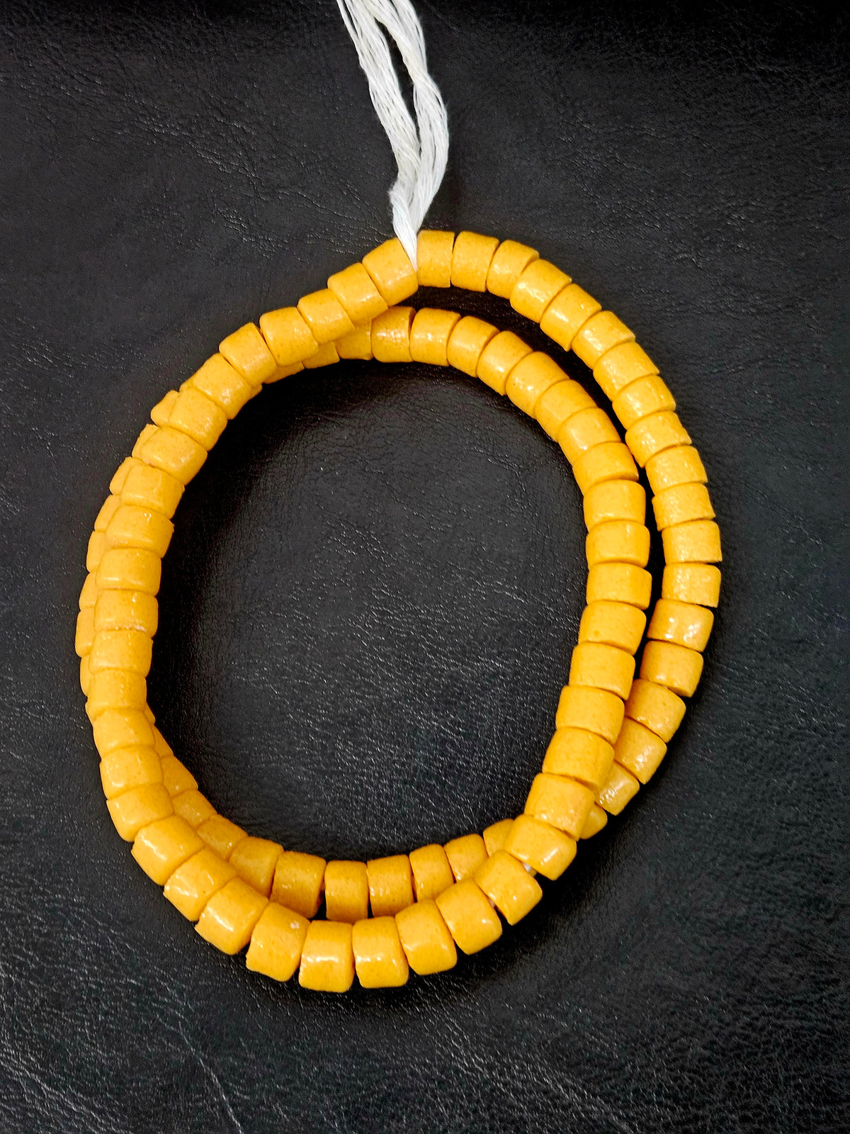 Golden Ochre Small Cube Tube Krobo Powdered Glass Beads | Ghana Recycled Glass | 77–78 Beads