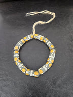 African Glass Beads – Painted Krobo Long Tubes, Green & Gold