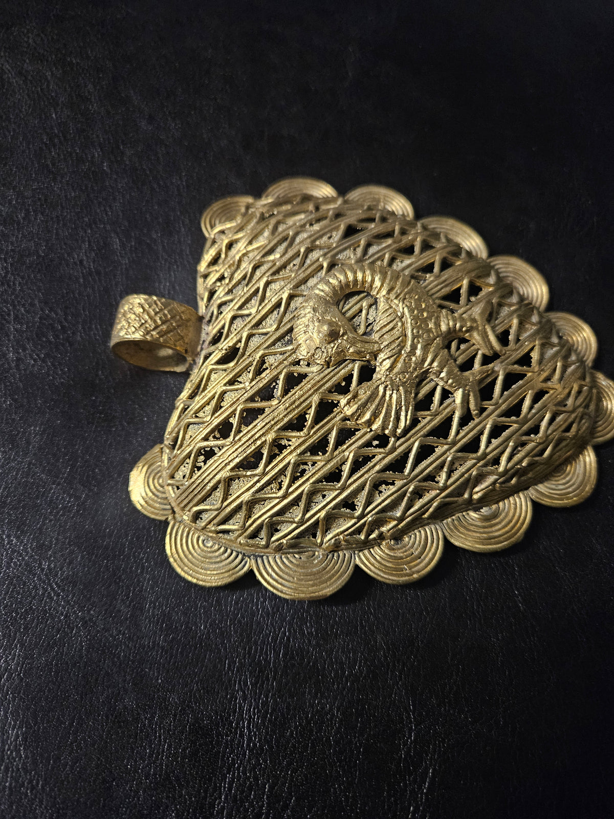 Oversized Sankofa Bird Adinkra Brass Pendant Handmade in Ghana