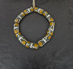 African Glass Beads – Painted Krobo Long Tubes, Green & Gold