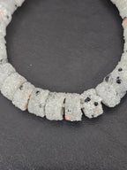 White Confetti Krobo Sugar Glass Short Tube Beads | Handcrafted Recycled Glass Beads from Ghana | Approx. 32 Beads Per Strand