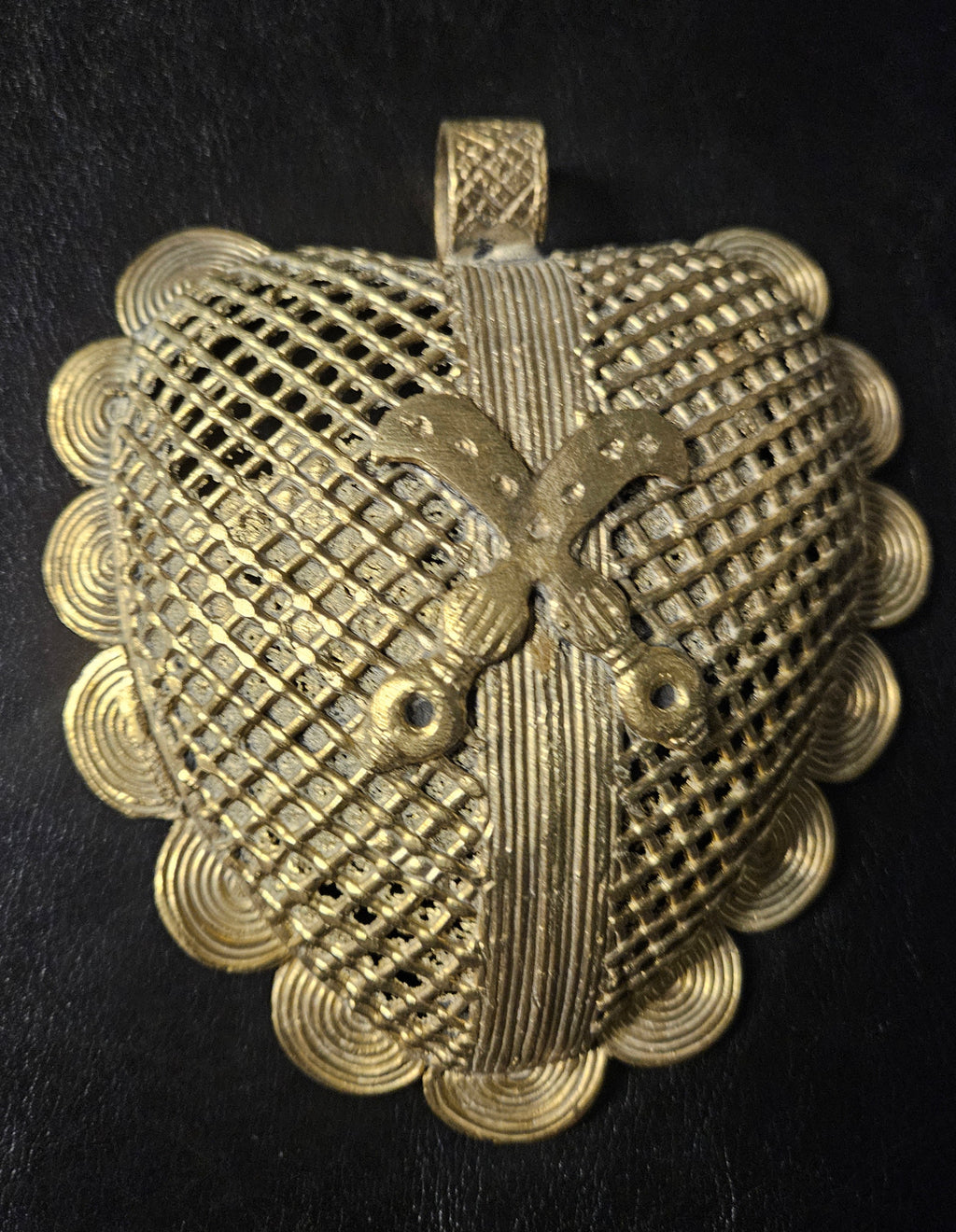 Oversized Akofena Adinkra Symbol Brass Pendant Handmade in Ghana