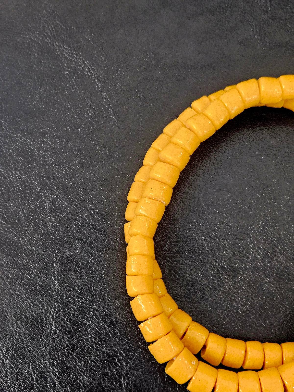 Golden Ochre Small Cube Tube Krobo Powdered Glass Beads | Ghana Recycled Glass | 77–78 Beads