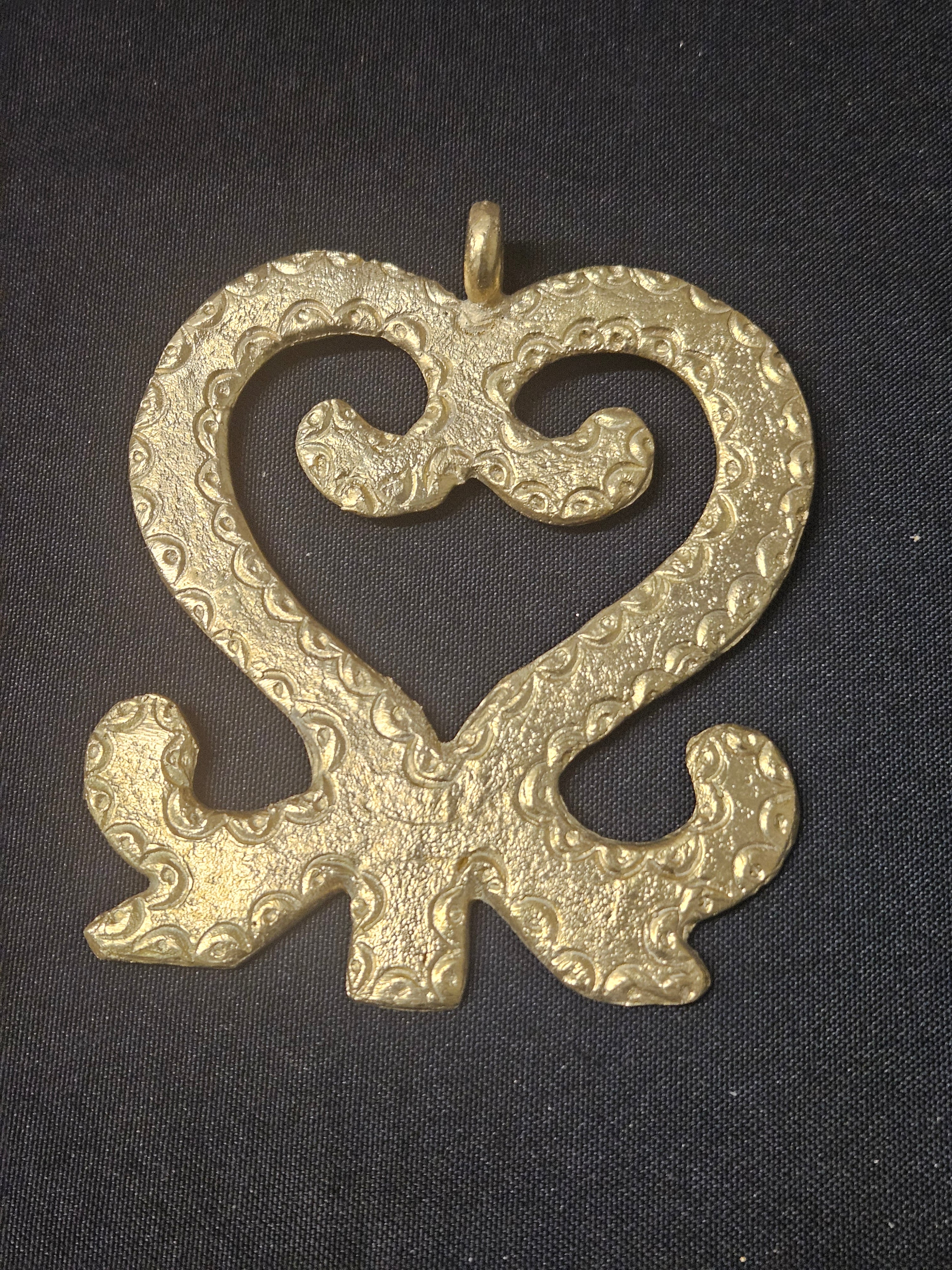 Oversized Sankofa Ashanti Brass Pendant | Authentic Ghanaian Adinkra Symbol | Handcrafted African Brass Statement Pendant