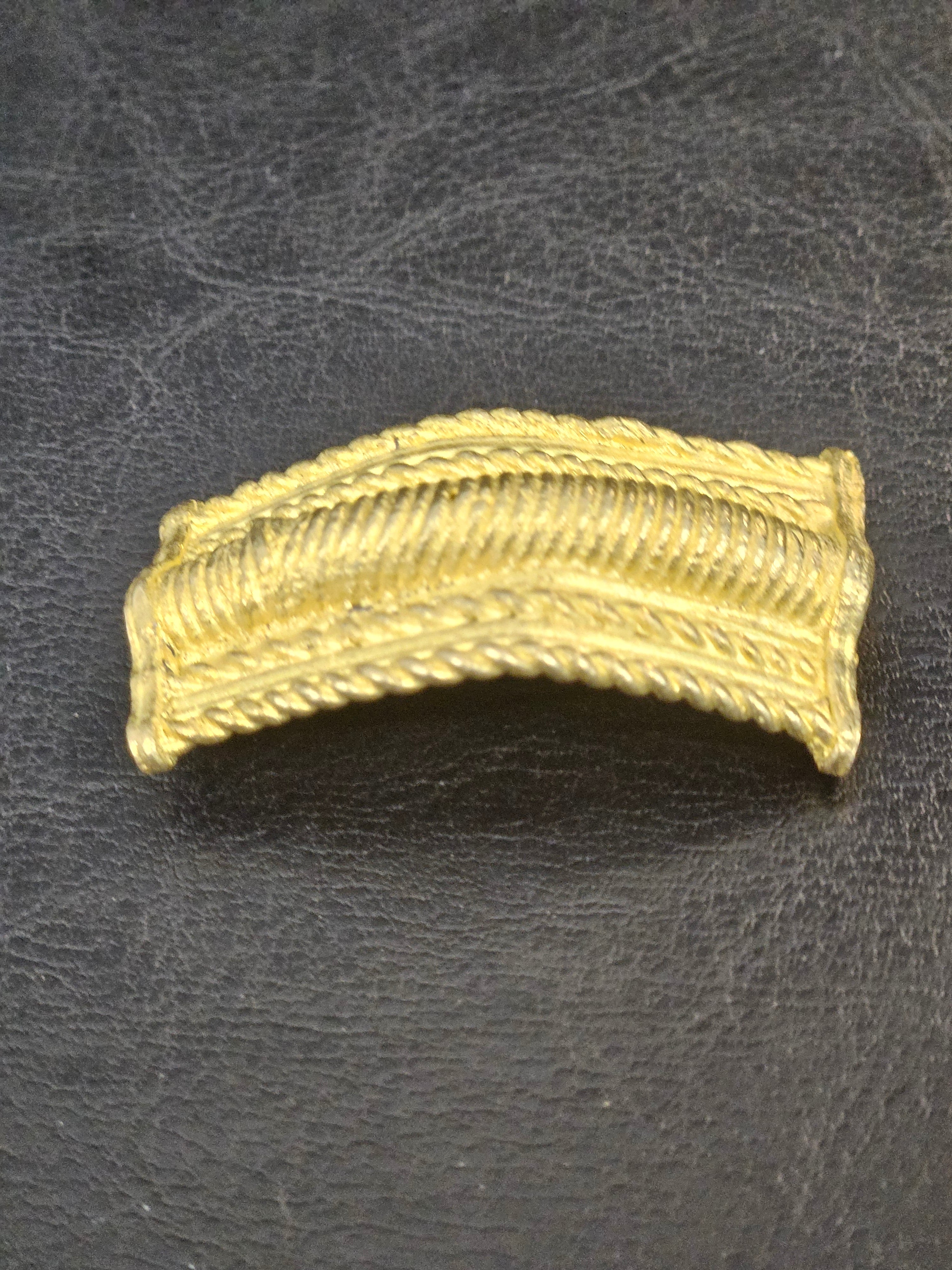 Handcrafted Curved Ashanti Brass Component Bead | Large Hole African Brass Bracelet Focal Bead | Ghana Artisan Brass Connector 25x50mm