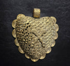 Large Akofena Ghana Brass Statement Pendant – Woven Geometric Focal