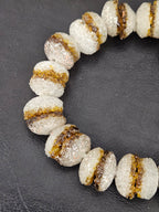 Amber & White Krobo Sugar Glass Rondelle Beads | Handcrafted Recycled Glass Beads from Ghana | Approx. 30 Beads Per Strand