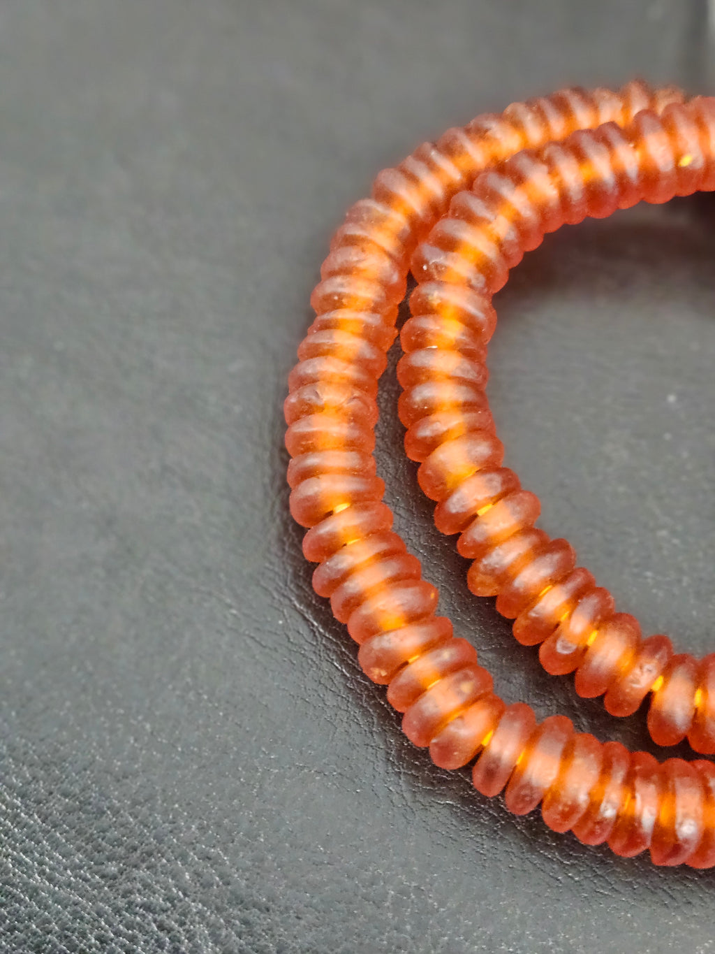 Authentic Amber Copper Krobo Translucent Recycled Glass Rondelle Beads | Handmade Ghana African Glass Beads for Jewelry Making & Wholesale