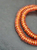 Authentic Amber Copper Krobo Translucent Recycled Glass Rondelle Beads | Handmade Ghana African Glass Beads for Jewelry Making & Wholesale