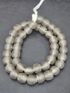Authentic Smoke Gray Krobo Translucent Recycled Glass Beads | Handmade Ghana Glass Beads 12–14mm