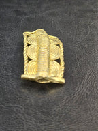 Handcrafted Curved Ashanti Brass Component Bead | Large Hole African Brass Bracelet Focal Bead | Ghana Artisan Brass Connector 25x50mm