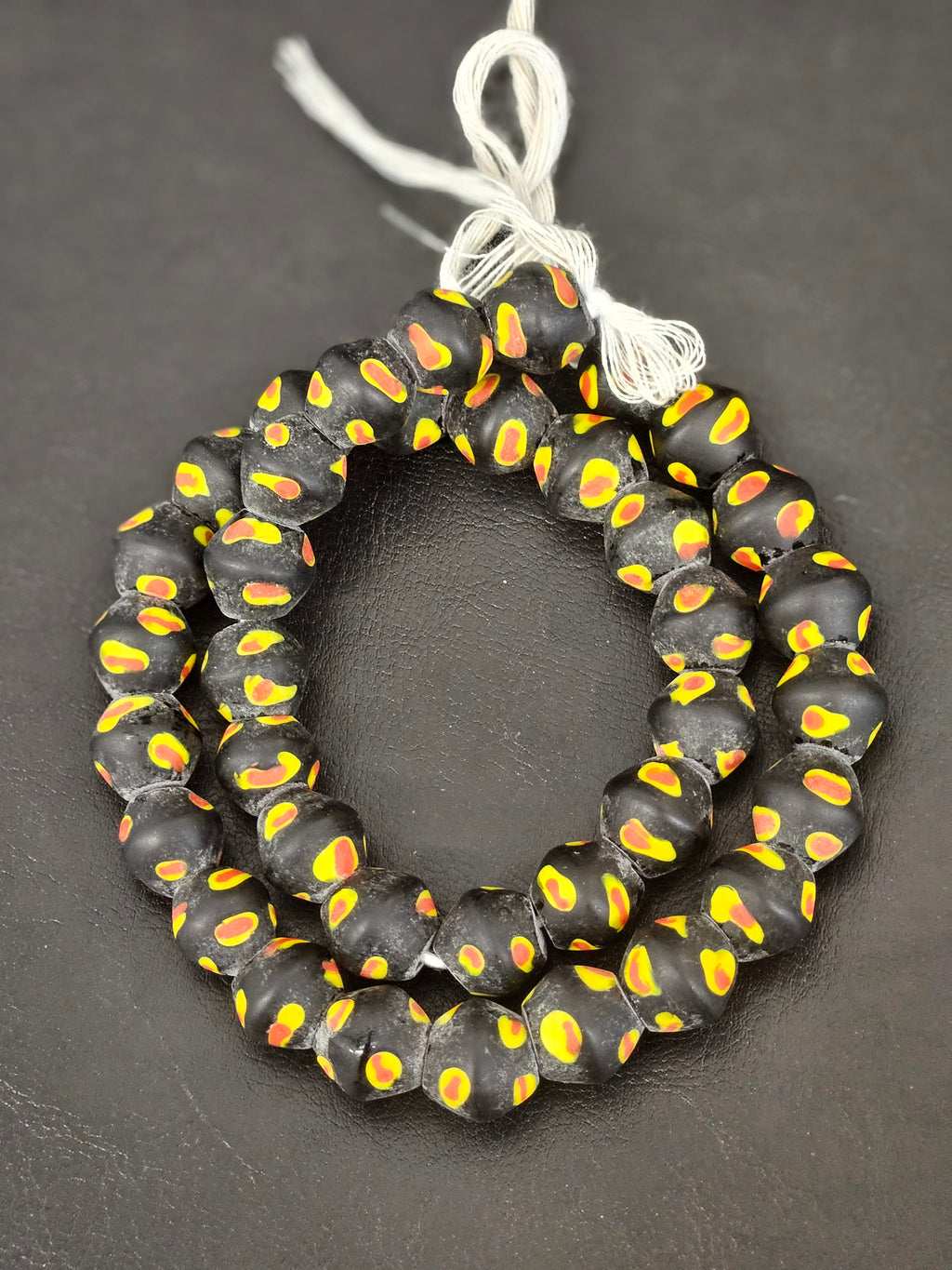 Vintage Venetian-Inspired Black Millefiori Trade Beads | Recycled Glass African Trade Beads | Large Hole Collector Beads