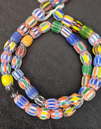 Vintage African Trade Glass Beads | Polychrome Striped Cane Beads | 10–12mm