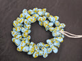 XL Sky Blue, Black & Golden Yellow Canoe-Shaped Krobo Powdered Glass Beads | Handmade Recycled Glass Beads from Ghana | Large Hole African Designer Beads