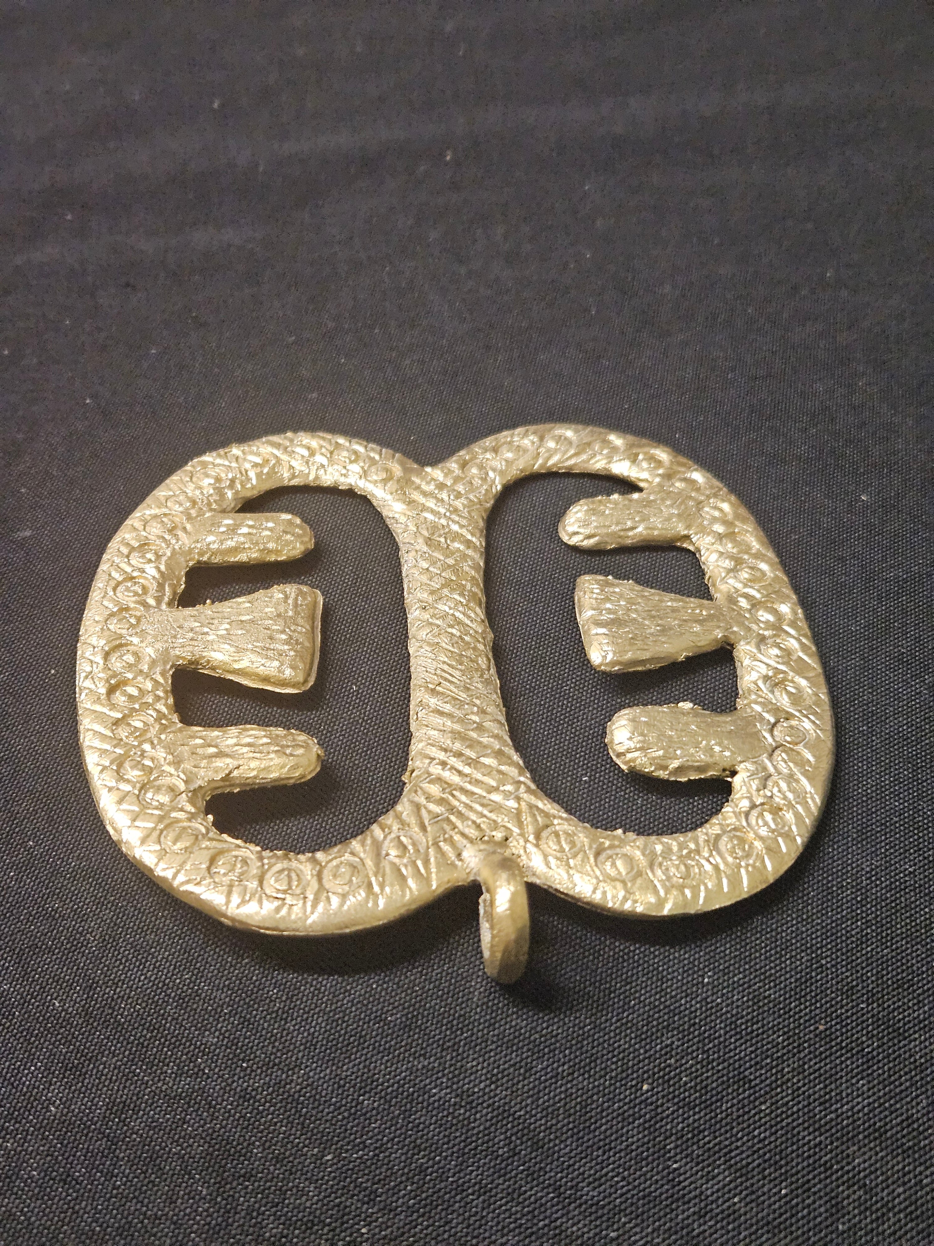 Large Handcrafted Ese Ne Tekrema African Brass Pendant | Authentic Ghana Adinkra Symbol