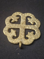 Large Handcrafted Onyame Dua African Brass Pendant | Authentic Ghana Adinkra Symbol