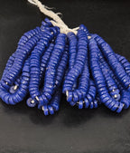 Authentic Royal Cobalt Blue Krobo Powdered Glass Disc Beads Handmade in Ghana