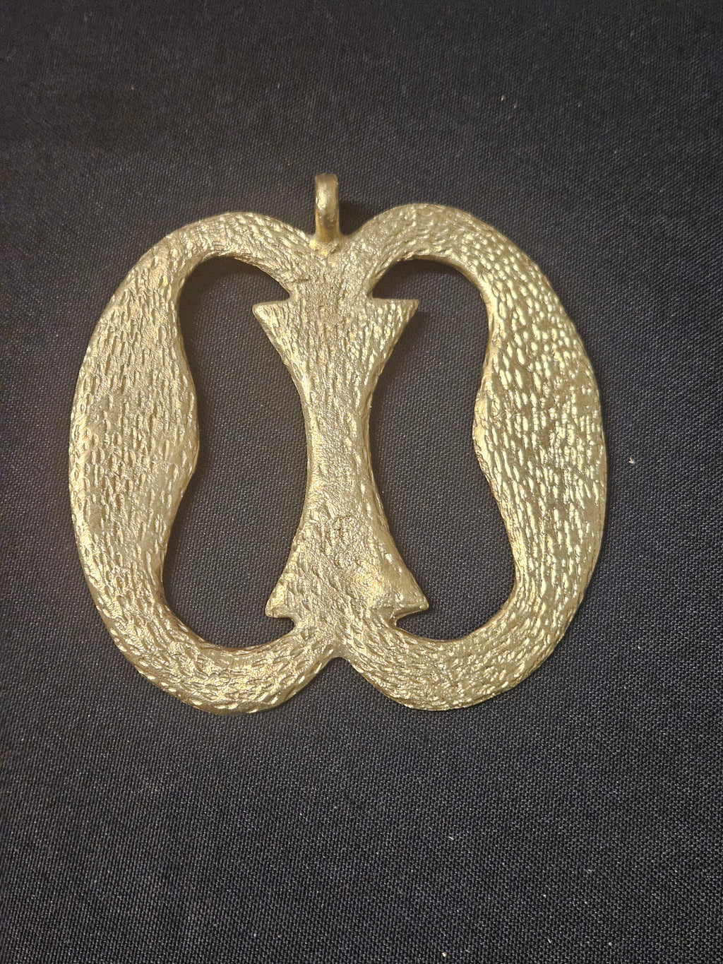 Oversized Nkonsonkonson Ashanti Brass Pendant – Handcrafted Adinkra Symbol from Ghana (4" x 4.5")
