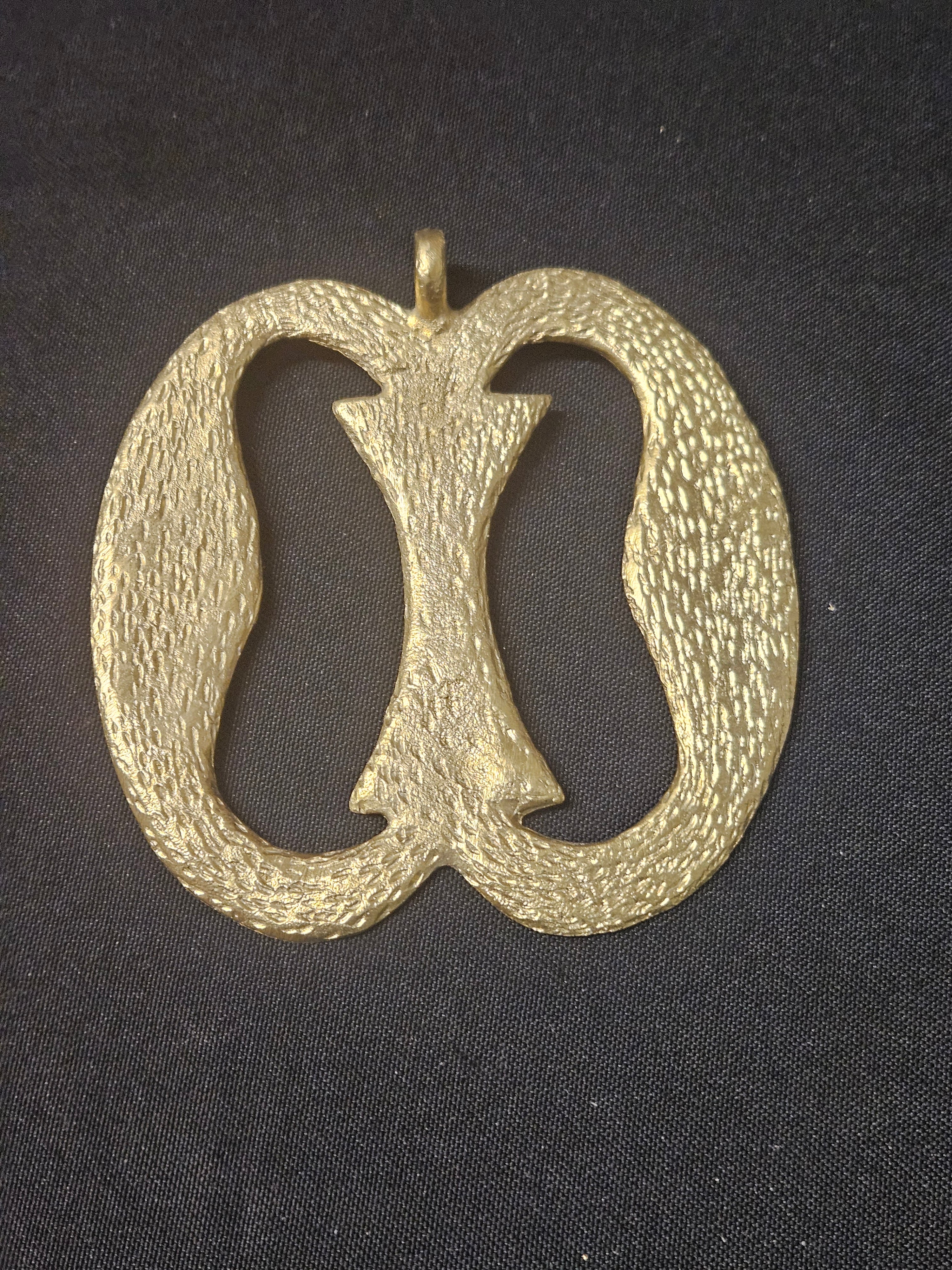Oversized Nkonsonkonson Ashanti Brass Pendant – Handcrafted Adinkra Symbol from Ghana (4" x 4.5")