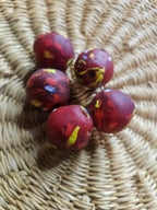 24mm Fused Krobo Recycled Glass Focal Bead – Crimson Fusion
