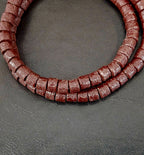 Deep Cocoa Small Cube Tube Krobo Glass Beads | Designer Strand from Ghana