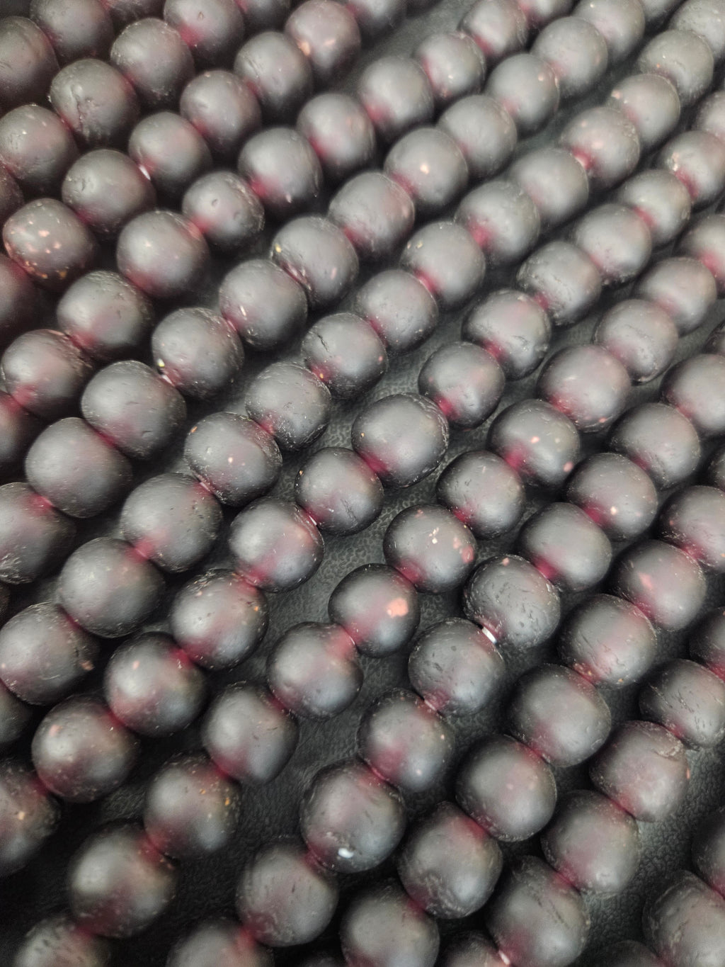 Burgundy Krobo Pocket Glass Beads – Handmade in Ghana, 13–14mm